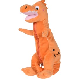 Pencil Case Dino Pencil Case Plush with Zip 36 x 6 x 6 cm Dinosaur, Pumpkin Orange, Pencil case