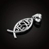 925 Sterling Silver Vertical Jesus Ichthus Charm Christian Fish Pendant
