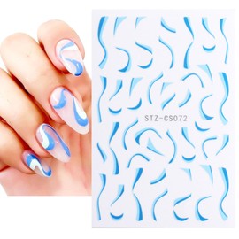 Gold French Silver Lines Stripe Nail Art Sticker Decals,3D Metal Strip French Nail Decals Self-Adhesive Nail Art Supplies.Geometric Waved Manicure Slider for DIY Nail Art (Waved Colour)