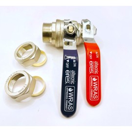 22mm Lever Valve Full BORE Ball Valve Compression Isolation Valve with RED & Blue Handle WRAS Approved