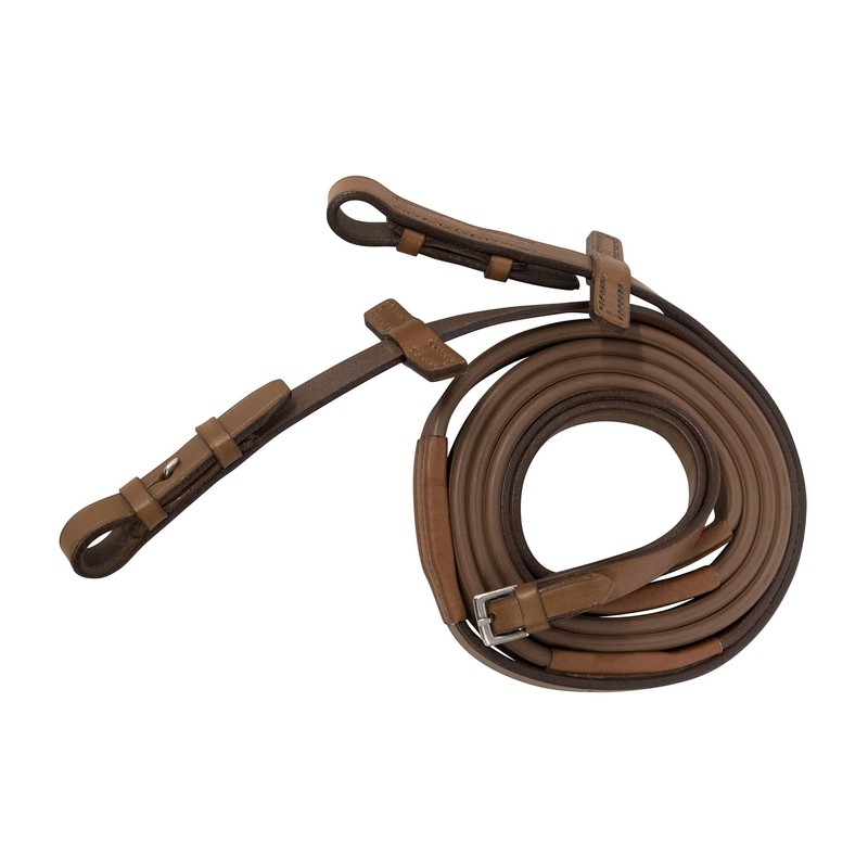 Stübben Rubber Reins Slimline 1/2 Inch with Bridle Hook Ebony