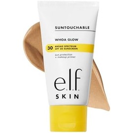 SKIN Suntouchable Whoa Glow SPF 30, protector solar y prebase de maquillaje para un acabado resplandeciente, elaborado con ácido hialurónico, vegano