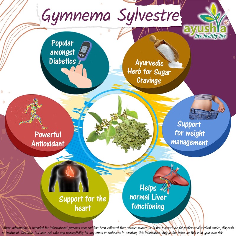Ayushya Gymnema Sylvestre (Madhunaashini) Capsule, 500 mg Pure Extract, 60