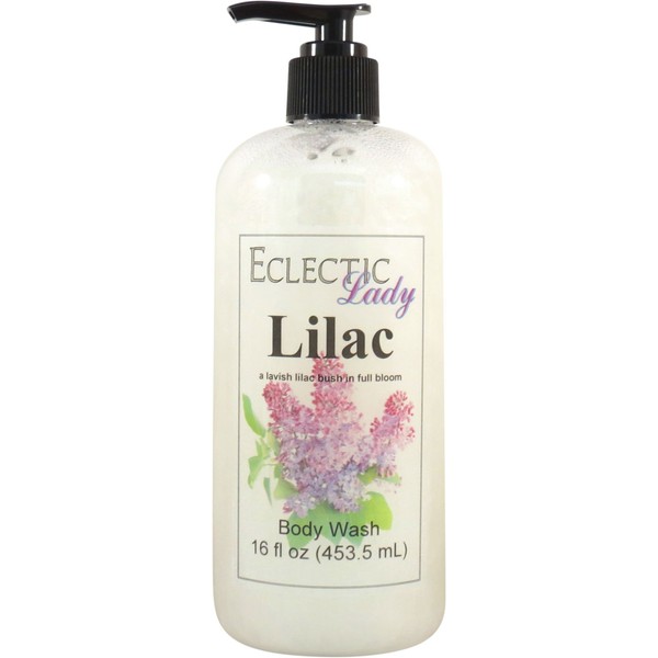 Eclectic Lady Liquid Pearl Body Wash - Lilac Scent 3-in-1 Use For Bubble Bath, Hand Soap & Body Wash, Phthalate-Free Lilac Fragrance, Handcrafted in USA (16 oz)