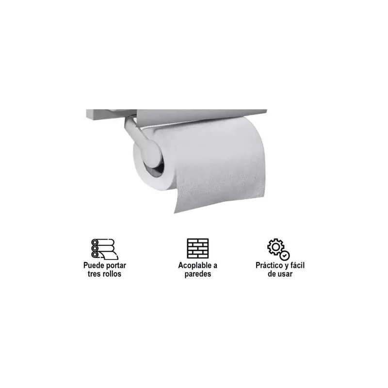DARK BL Dispensador Triple De Papel 3n1 Cocina Aluminio