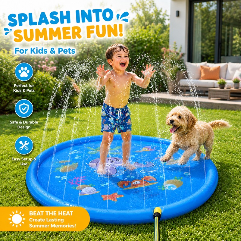 100cm Kids Splash Pad for Backyard Water Play – PVC