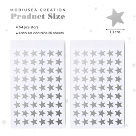 Mobiusea Creation Silver Star Stickers - 1080pcs Set, 0.5 Inch Silver Foil Stars, Shinny Effects for Kids Classroom Reward Stickers