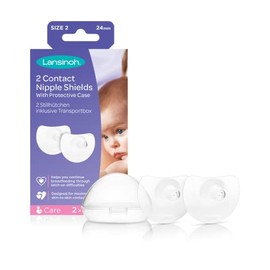 Lansinoh Contact Nipple Shields for Breastfeeding + Case Size : Large 24mm 2 pack - BPA free Nursing Breast Shield Cups Breast Feeding Latch Support Nipple Protection Maternity New Mum Essentials