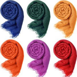 Geyoga 6 Pcs Women Scarf Shawl Hijab Scarfs Cotton Blend Crinkle Scarf Wrap Head Scarf for Seasons (Fresh Colors)