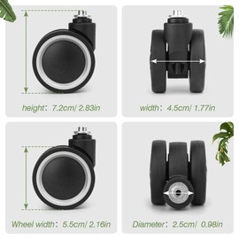 Vivikivi Luggage Replacement Wheels, 2 Pcs Universal Suitcase Double-Row Wheels for DIY Repair Spare Suitcase Casters Replacement Luggage Parts, VLN-A39