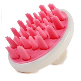 Zyllion Hair Shampoo Brush and Scalp Massager Care for Dandruff Removal, Scrubber, Hair Growth and Exfoliator with Flat and Pointed Soft Silicone Bristles for Women and Men - Pink (ZMA-12-PK)