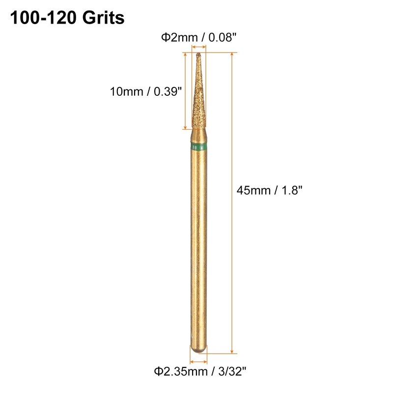 sourcing map 8pcs 100-120 Grits Diamond Grinding Bit 2mm Tapered