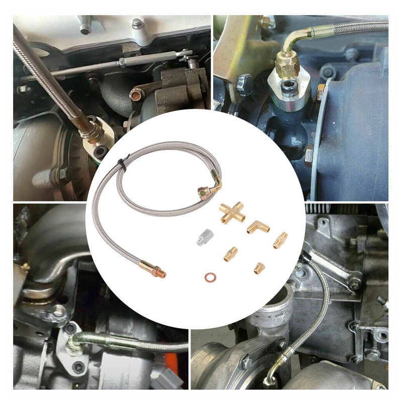 Turbo Oil Feed Line Kit 1/8PNT AN4 Fitting Oil Drain