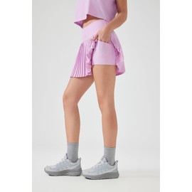 altiland Womens' Cool Feeling Pleated Tennis Athletic Running Mini Skirts with Shorts 3" (Vitamin Pink, L)