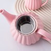 Jusalpha Pink Porcelain Teapot with Removable Stainless Steel Infuser, Blooming