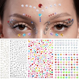 1780 Pcs Face Gems for Kids, Hair Gems for Women Bride Rhinestones Eye Hair Jewels Diamonds Sticky Gems for Makeup Hair Crafts Wedding Decorations