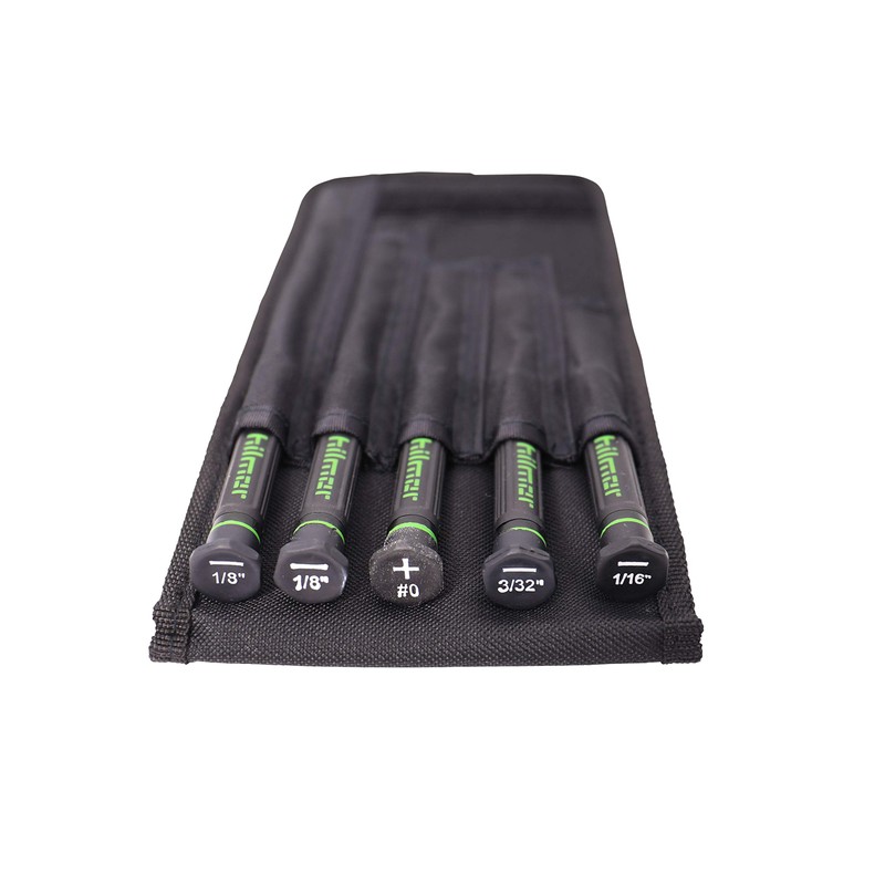 Hilmor Precision Screwdriver Set with Storage Pouch, Black & Green,