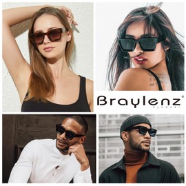 Braylenz Retro Square Sunglasses for Men Women Thick Frame Chunky Rectangle Shades