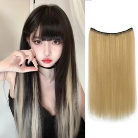 mefeny Hair Extension, Inner Color, For Children, Women's, Ponytail, Straight, Long, Heat Resistant, With Clip, Braid, For Dance, Graduation, Gold, 1 Piece