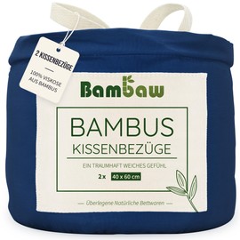 Bambaw Cushion Covers 40 x 60 cm (Pack of 2) - 100% Bamboo - Soft and Breathable Pillowcase 40 x 60 cm - Blue Cushion Cover - Allergy Sufferers - Bamboo Cushion Cover