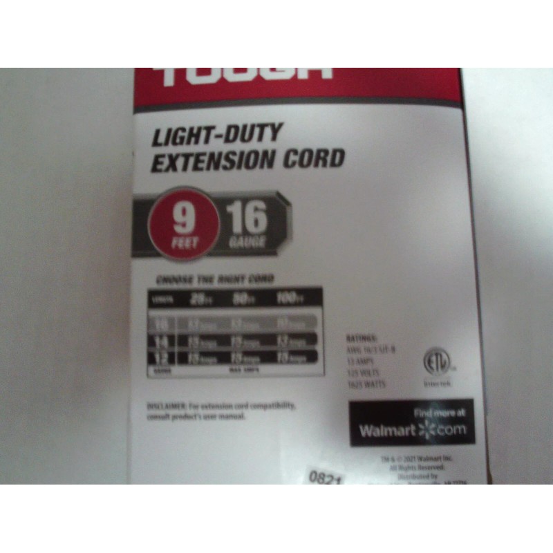 HYPER TOUGH Red/White 3-Outlet 9-ft Light-Duty Extension Cord with Flat