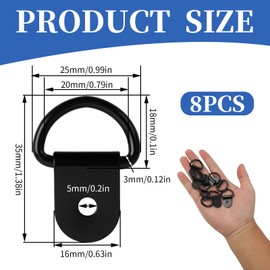 Hawpasy Pack of 8 lashing eyelets, D ring, assembly rings, 4.5 mm hole, 3 mm thickness, 20 mm inner diameter, 25 mm outer diameter, black powder coated, ideal for trailers, trucks and load securing