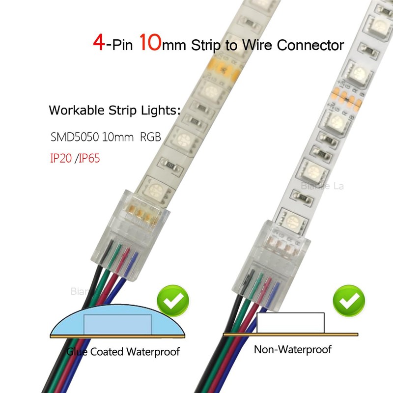 Biantie La 4 Pin Led Strip Connector 10mm RGB Strip