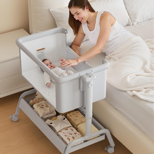 3-in-1 Baby Bassinet, Rocking Bassinet, Bedside Bassinet for Baby, Stable