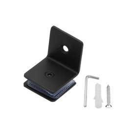 Stainless Steel 90 Degree Glass Clamp, Single Side Square Glass Corner Clamp Bracket Clip for Shower Door Glass Balustrade Railing Pool Fence (Matte Black)
