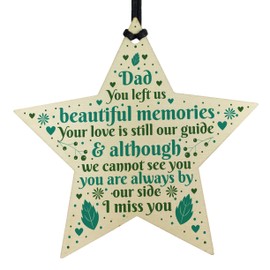 RED OCEAN Dad Memorial Christmas Tree Decorations Wooden Star Remembrance Plaque Keepsake Gift