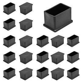 Cjueiom 20pcs 20mm x 30mm / 13/16" x 1-3/16" Chair Leg Floor Protectors Rectangle Table Legs Covers, Black Chair Leg Caps PVC Furniture Leg Protectors, Chair Feet Protectors Stoppers Tips Ferrules