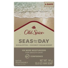 Old Spice Premium Bar Soap, Seas The Day Eucalyptus and Coconut Cream Scent, With Plant Based Cleansers, 5.0 oz (Pack of 6)