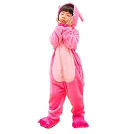 TEHA Kids Kigurumi Pajamas Anime Cosplay Costumes Onesies Girls Boys Cartoon Pyjamas (Height 49-53, Pink Stitch)