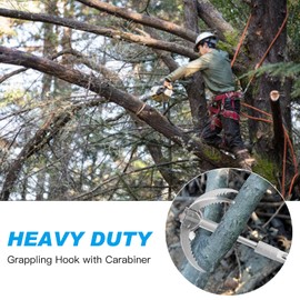 CYFIE Grappling Hook, Durable 4-Claw Stainless Steel Sawtooth Grappling Hook with Heavy-Duty Aluminum Carabiner, Load Capacity 770 LBS, Folding Tool Outdoor Activities Tree Climbing, Fishing,etc.