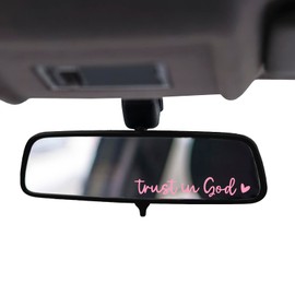 3PCS Trust in God Rearview Mirror Decal, Waterproof Vinyl Sticker, Auto Stickers and Decals, Car Accessories for Women, Suitable for Motorcycle Car Truck SUVs Mirror (Pink)