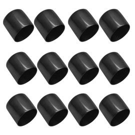 Bonsicoky 12Pcs Round Rubber End Caps 1-3/4" (45mm) ID Vinyl Flexible Bolt Chair Foot Covers Screw Thread Chair Leg Protectors for Round Tubing Bolt Desk Chair Leg (Black)