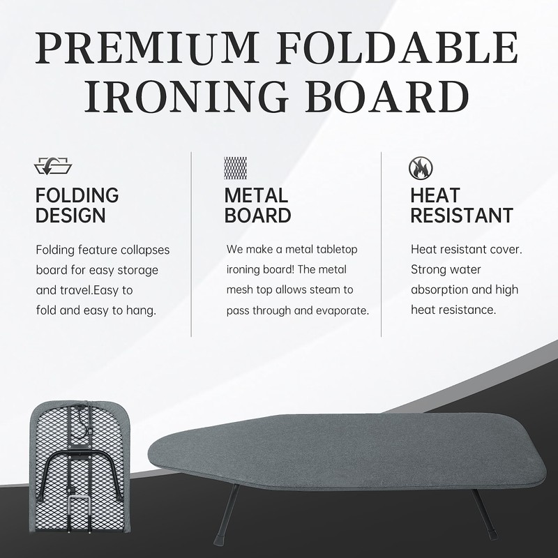 ZOES HOMEWARE Metal Mesh Panel Tabletop Ironing Board | Foldable
