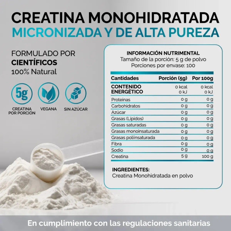 Pack Creatina Monohidratada Micronizada Polvo 100 Alta Pureza Certificada Sabor