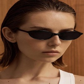 Retro Oval Cat Eye Sunglasses for Women 90s Trendy Small Lightweight Y2k Narrow Sunnies Cateye UV400 Sun Glasses 8057