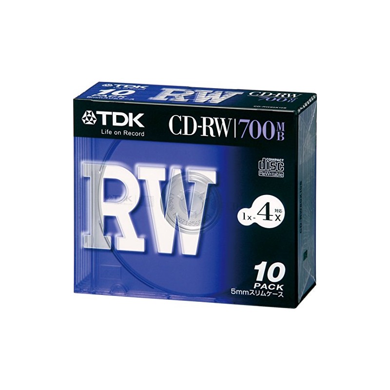 TDK CD-RW Data 700MB 4x 5mm Thick Case Pack of