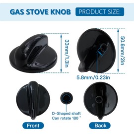 Gxcdizx 4-Pack WB03T10236 Burner Control Knob, Gas Range Knobs Black for GE Range/Stove/Cooktop