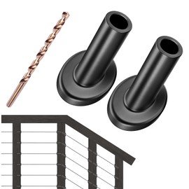 [Patent]CKE 40 Pack Black 30 Degree Angle Beveled Protector Sleeves for 1/8" Wire Rope Black Stair Cable Railing Kit, T316 Stainless Steel Cable Protective Sleeves for Wood Posts DIY Balustrade, BCR03