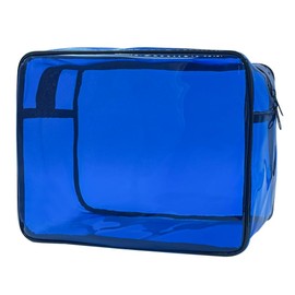 TotePrint Clear Toiletry Bag, PVC Makeup Bag for Women, Spacious Clear Cosmetic & Toiletry Pouch，Large Transparent Makeup Pouch for Travel, Blue, Modern