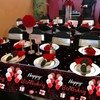 QUERICKY Plastic 4 Pack Black-Red Birthday Tablecloth, 51x87'' Rectangular Waterproof