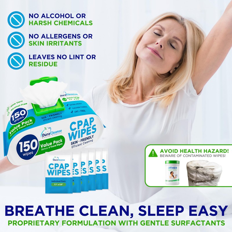 Dura Cleanse CPAP Mask Cleaning Wipes - 4 Pack, 4x150