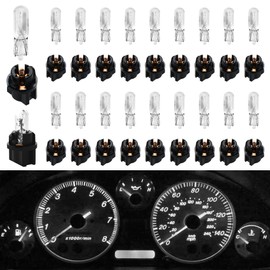 20PCS Car T5 Instrument Lights, Instrument Cluster Bulbs, 12V 1.2W Single-Filament Air Conditioning Indicator Light, Lighting Accessories Super Bright Indicator Bulbs for Most Cars (White)