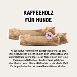 Kauies Coffee Wood for Dogs - Dog Toy 100% Natural, Vegan, Caffeine-free & Calorie Free, Tested for Harmful Substances, Durable Chewing Wood for Dogs from 20 kg, Size L (Pack of 2)