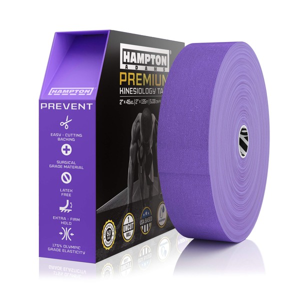 (135 Feet) Bulk Kinesiology Tape Waterproof Roll Sports Therapy Support for Knee, Muscle, Wrist, Shoulder, Back / Original Uncut Premium Therapeutic Elastic & Hypoallergenic Cotton - (Purple)