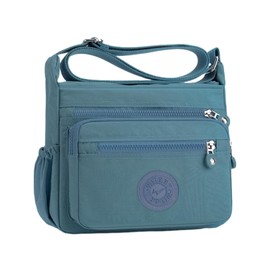 WITERY Nylon Crossboby Bag for Women - Waterproof Zipper Multi-pocket Travel Shoulder Bag Purse Wallet (Blue 4)