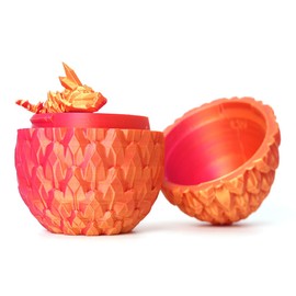 Flavery Dragon Egg - 12 inch Dragon in Egg, Easter Egg, 3D Printed Flexible Dragon Fidget Toy, Dragon Collection, Figure Decor(Red Mix Gold)